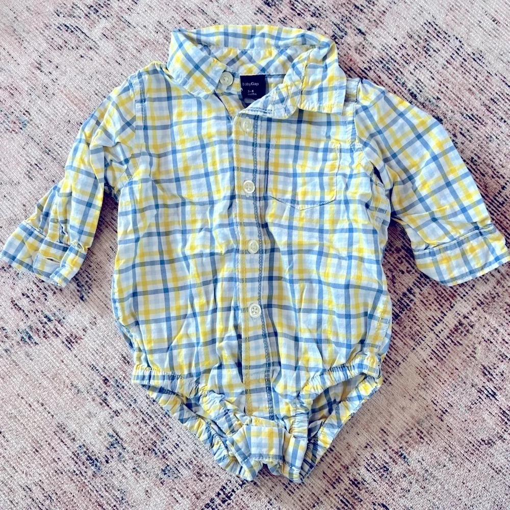GAP Yellow and Blue Button Down Shirt